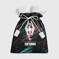 Подарочный мешок Skyrim в стиле glitch и баги графики на темном фон