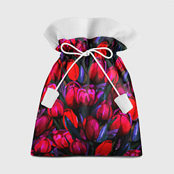 Мешок для подарков Тюльпаны - поле красных цветов, цвет: 3D-принт