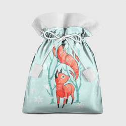 Мешок для подарков Лисица в снежном лесу, цвет: 3D-принт