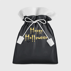 Мешок для подарков Happy Halloween надпись с летучими мышами, цвет: 3D-принт