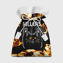 Мешок для подарков The Killers рок кот и огонь, цвет: 3D-принт