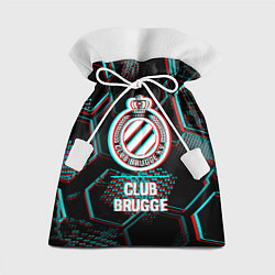 Мешок для подарков Club Brugge FC в стиле glitch на темном фоне, цвет: 3D-принт