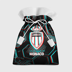 Подарочный мешок Monaco FC в стиле glitch на темном фоне