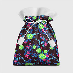 Мешок для подарков Неоновые цветы - паттерн, цвет: 3D-принт