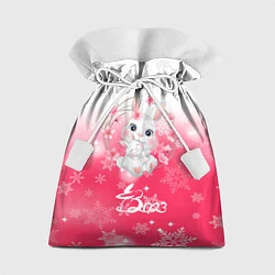 Мешок для подарков Зайка в венке 2023, цвет: 3D-принт