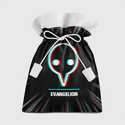 Подарочный мешок Символ Evangelion в стиле glitch на темном фоне