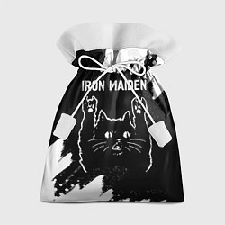 Мешок для подарков Группа Iron Maiden и рок кот, цвет: 3D-принт