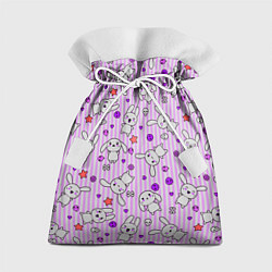 Мешок для подарков Кролики - текстура на розовом фоне, цвет: 3D-принт