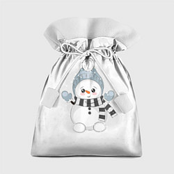 Подарочный мешок Милый снеговик и снежинки