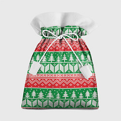 Мешок для подарков Зимний вязанный фон с елочками, цвет: 3D-принт