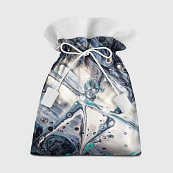 Мешок для подарков Абстрактное жидкое белое и синее стекло, цвет: 3D-принт