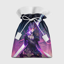 Мешок для подарков Cyber girl in purple light, цвет: 3D-принт