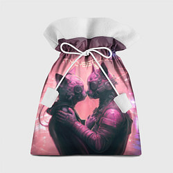 Мешок для подарков Влюбленные кибер-котики, цвет: 3D-принт