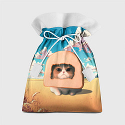 Мешок для подарков Мемный кот в хлебе, цвет: 3D-принт