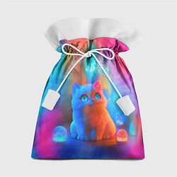 Мешок для подарков Милый котенок - тай-дай, цвет: 3D-принт