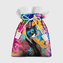 Мешок для подарков Кот модник - нейросеть, цвет: 3D-принт