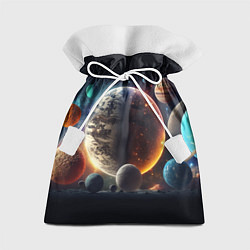 Мешок для подарков Ппланеты и космос от нейросети, цвет: 3D-принт