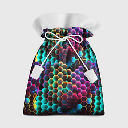 Мешок для подарков Неон и соты, цвет: 3D-принт
