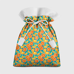 Подарочный мешок Дольки апельсина на синем фоне