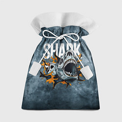 Мешок для подарков С акулой в стиле Арт на синем мраморе, цвет: 3D-принт
