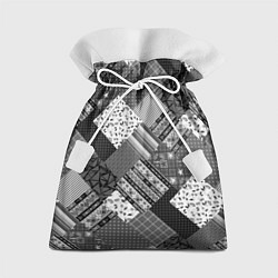 Мешок для подарков Черно белый лоскутный узор, цвет: 3D-принт