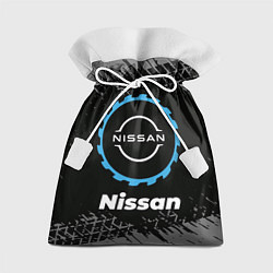 Мешок для подарков Nissan в стиле Top Gear со следами шин на фоне, цвет: 3D-принт