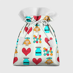 Мешок для подарков Вакцина, пипюпи и сердце, цвет: 3D-принт