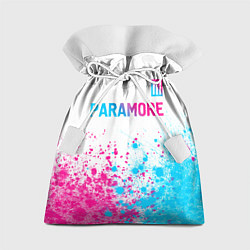 Мешок для подарков Paramore neon gradient style: символ сверху, цвет: 3D-принт