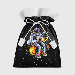 Мешок для подарков Космонавт на рыбалке - неон, цвет: 3D-принт