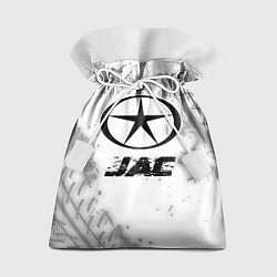 Подарочный мешок JAC speed на светлом фоне со следами шин