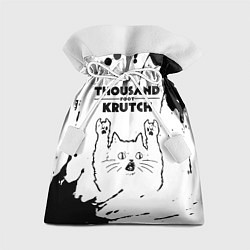 Мешок для подарков Thousand Foot Krutch рок кот на светлом фоне, цвет: 3D-принт