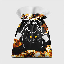 Подарочный мешок Disturbed рок кот и огонь