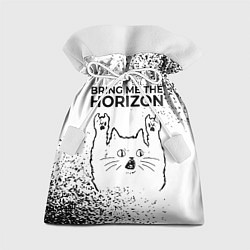 Подарочный мешок Bring Me the Horizon рок кот на светлом фоне