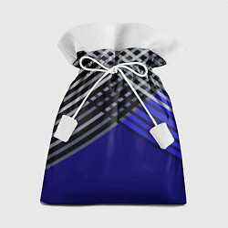 Подарочный мешок Белые и серые полосы на синем фоне