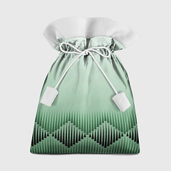 Подарочный мешок Зеленый градиент с ромбами