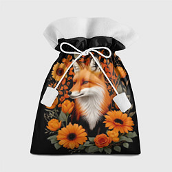 Мешок для подарков Элегантная лиса и цветы, цвет: 3D-принт