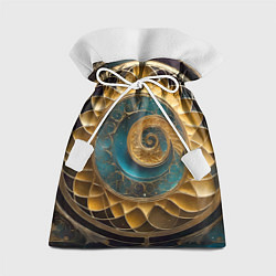 Мешок для подарков Синий золотой водоворот декоративный орнамент, цвет: 3D-принт