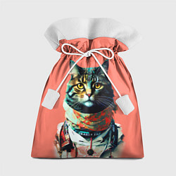 Мешок для подарков Милый котик на розовом фоне - поп-арт, цвет: 3D-принт