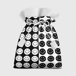 Мешок для подарков Smiley black and white, цвет: 3D-принт