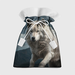 Мешок для подарков Белый волк вожак стаи, цвет: 3D-принт