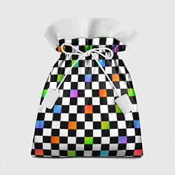 Мешок для подарков Черно-бело-радужная клетка, цвет: 3D-принт