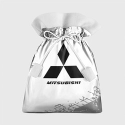 Мешок для подарков Mitsubishi speed на светлом фоне со следами шин, цвет: 3D-принт