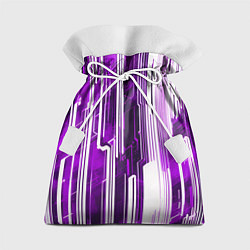 Подарочный мешок Киберпанк полосы белый и фиолетовый