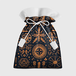 Мешок для подарков Паттерн в славянском стиле на тёмном фоне, цвет: 3D-принт