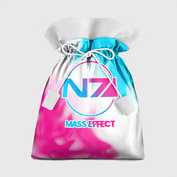 Мешок для подарков Mass Effect neon gradient style, цвет: 3D-принт