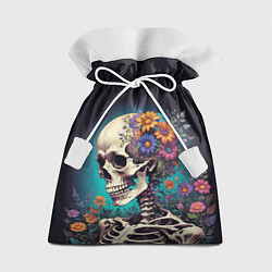 Мешок для подарков Скелет с яркими цветами, цвет: 3D-принт