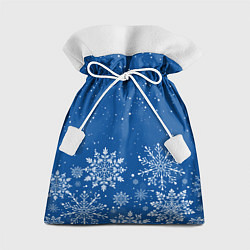 Мешок для подарков Текстура снежинок на синем фоне, цвет: 3D-принт