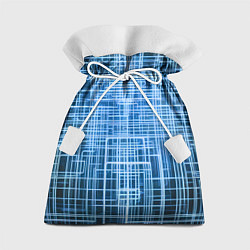 Подарочный мешок Синие неоновые полосы киберпанк