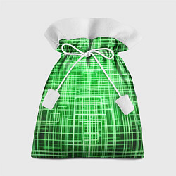 Подарочный мешок Зелёные неоновые полосы киберпанк