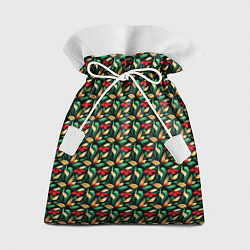 Мешок для подарков Красные цветы с листьями, цвет: 3D-принт